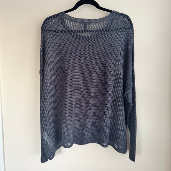 New Eileen Fisher Linen  Sweater Gray Open Stitch Pullover Long Sleeve Sz 1X - Picture 10 of 10